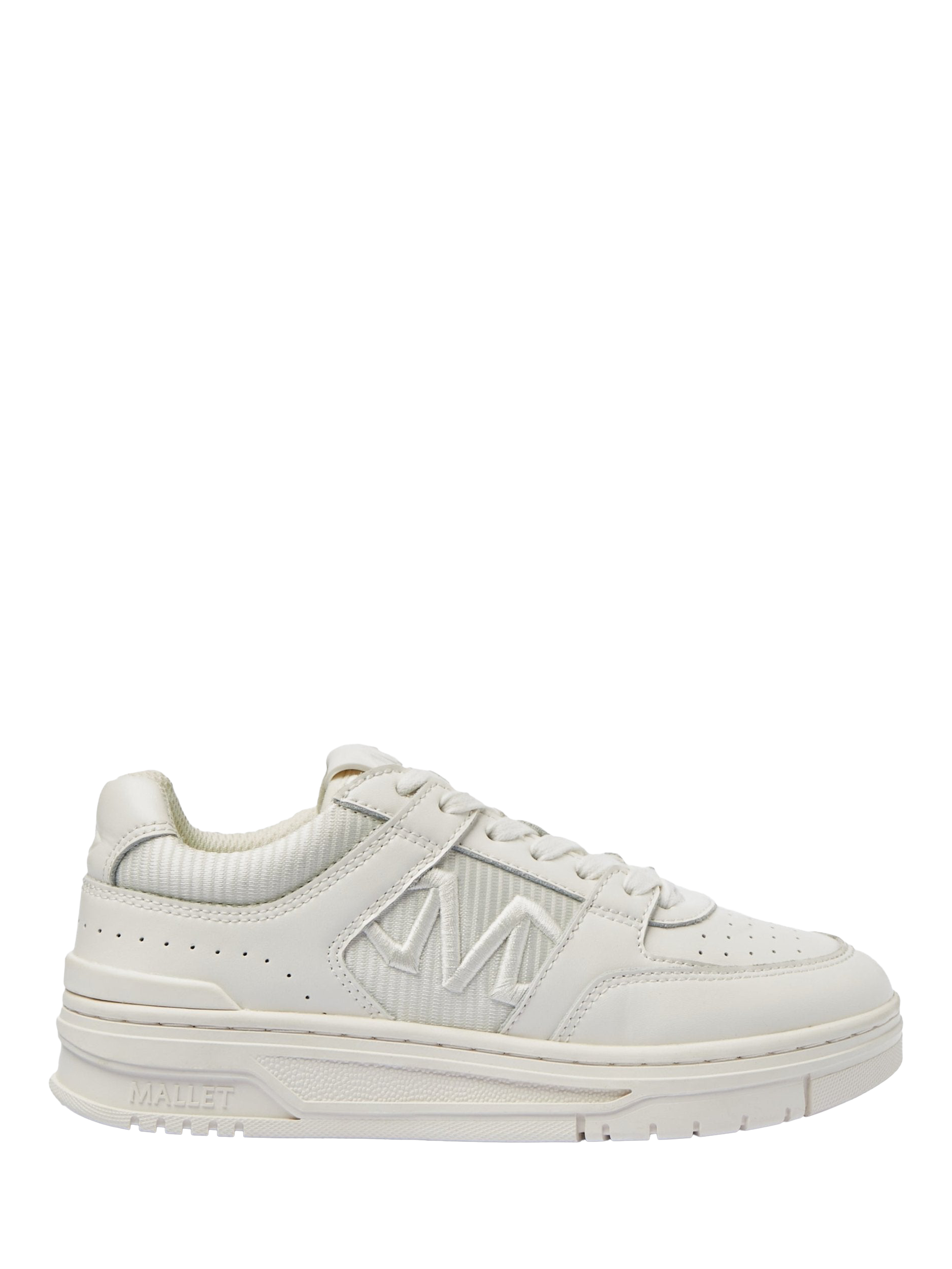 Product image 1 of 5, which shows Mallet Clayton Leather Lace Up Trainers, White, 3