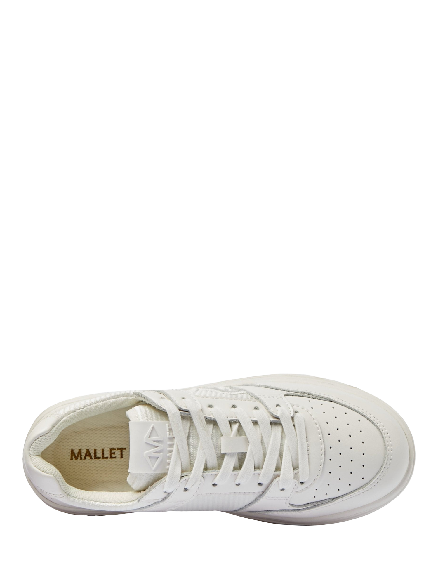 Product image 4 of 5, which shows Mallet Clayton Leather Lace Up Trainers, White, 3