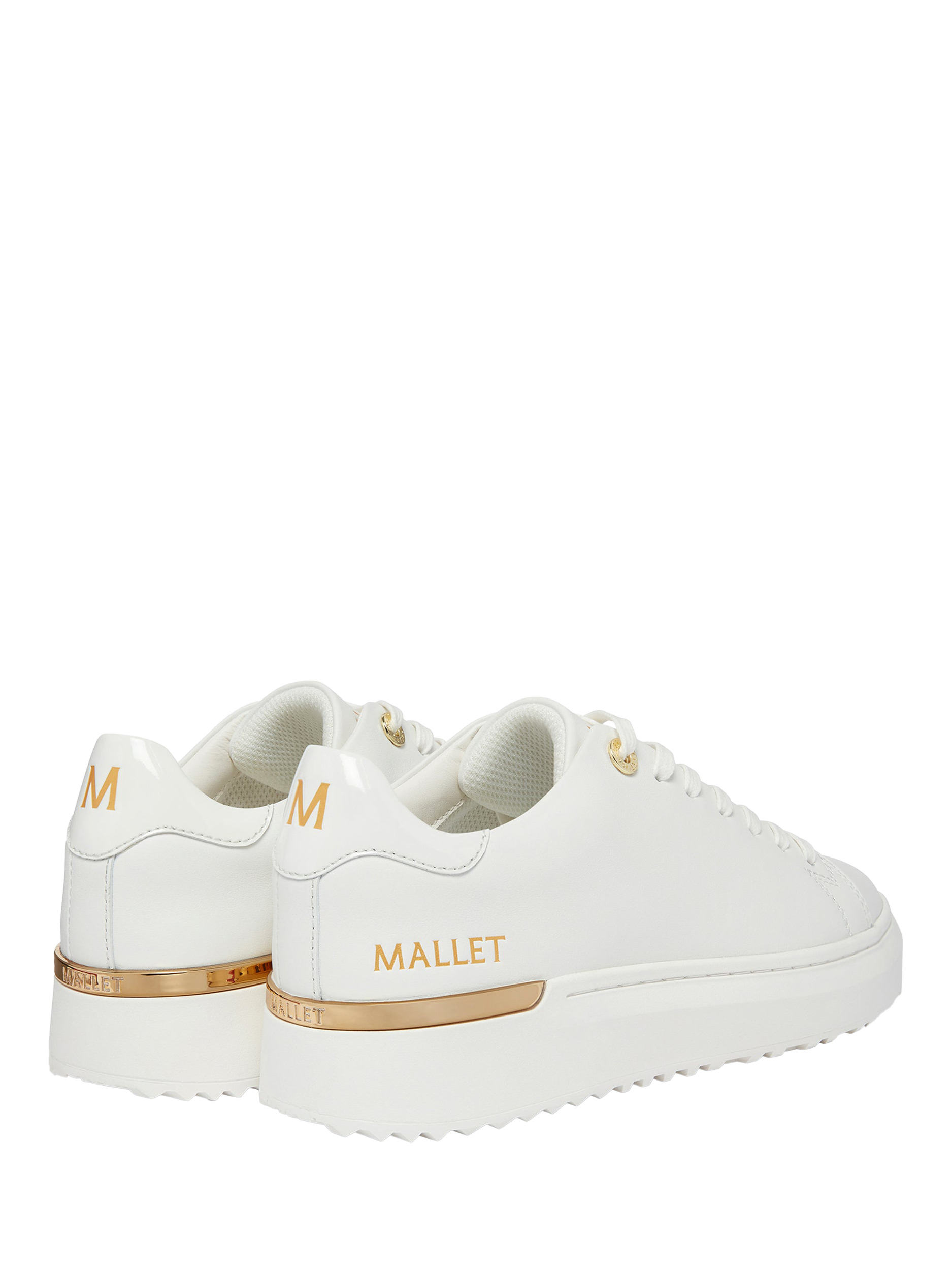 Product image 3 of 5, which shows Mallet GRFTR Lite Leather Lace Up Trainers, White, 5