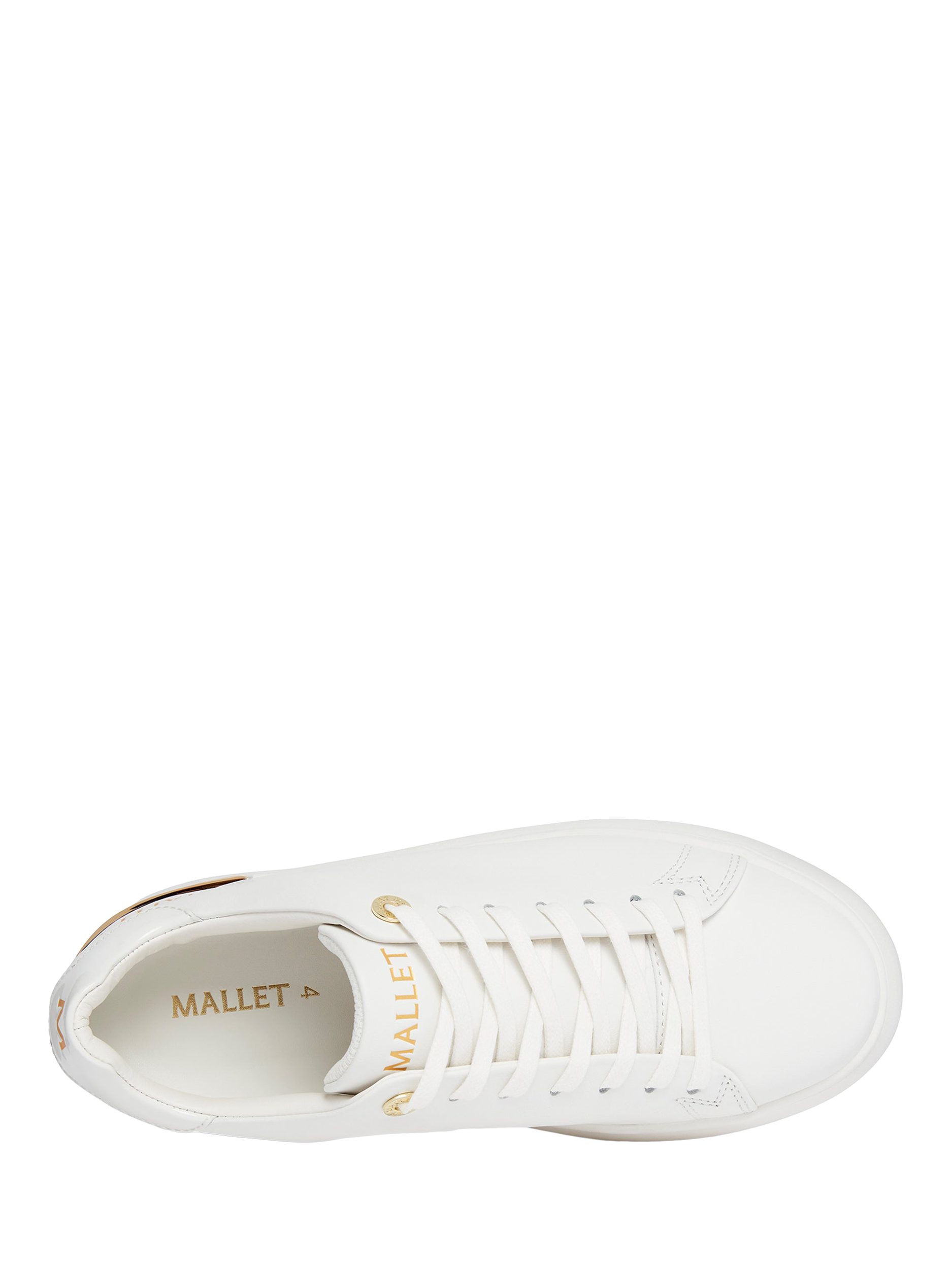 Product image 4 of 5, which shows Mallet GRFTR Lite Leather Lace Up Trainers, White, 5