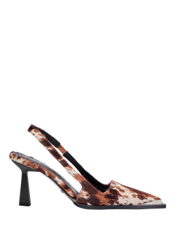 Mallet Selene Leather Stiletto Heel Slingback Sandals, Brown Multi