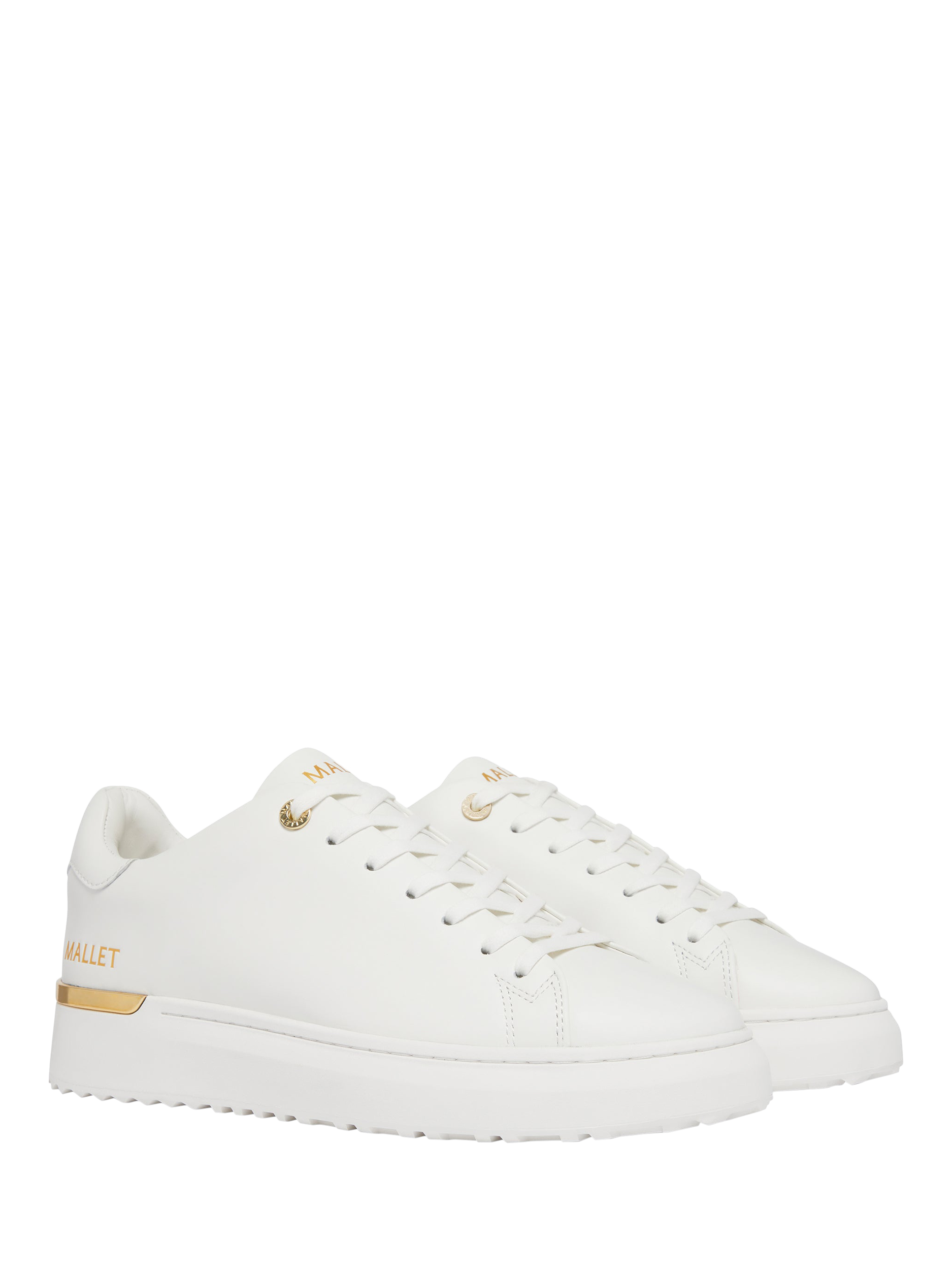 Product image 2 of 5, which shows Mallet GRFTR Lite Leather Lace-Up Trainers, White Natural, 6