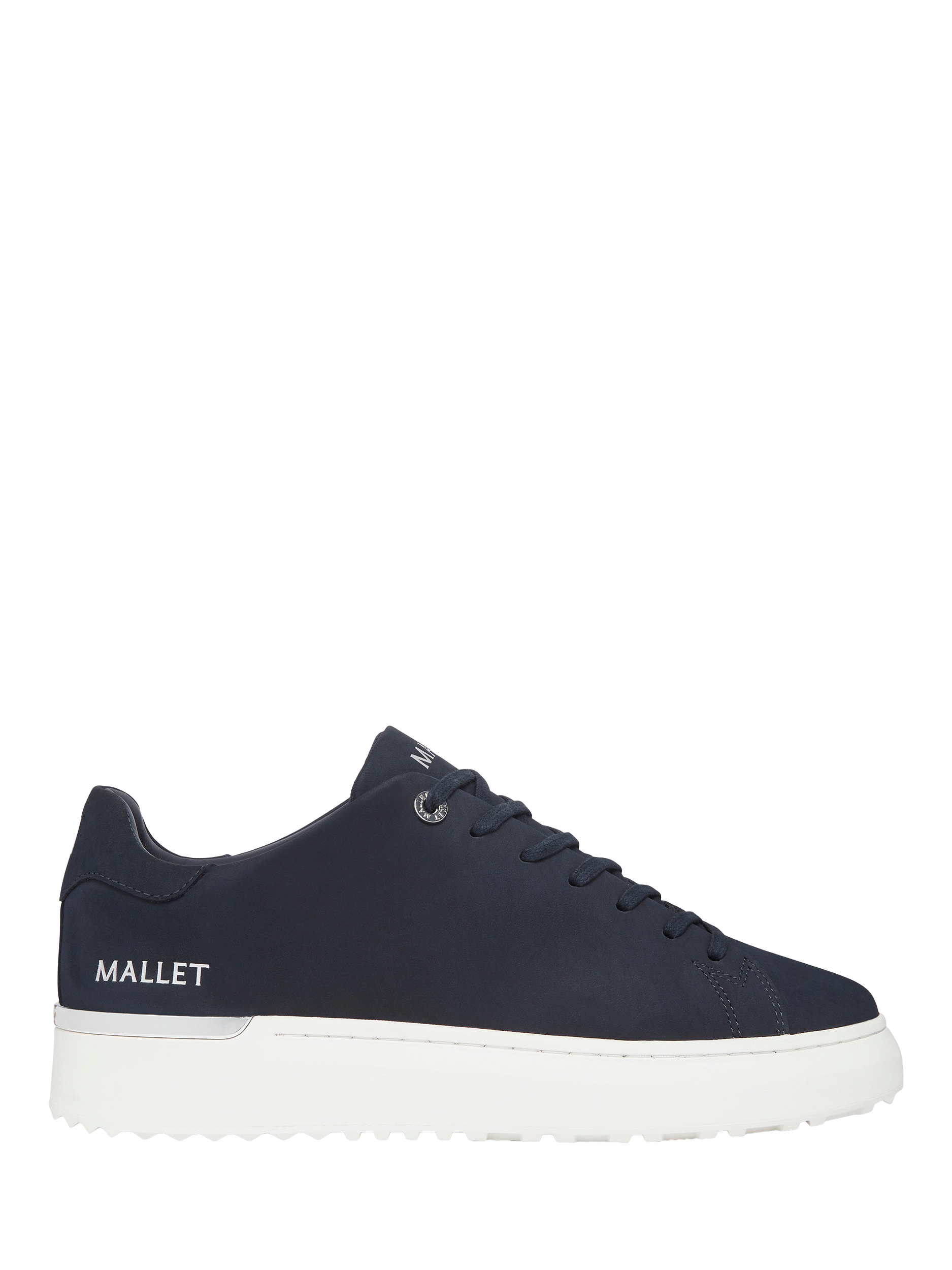 Product image 1 of 5, which shows Mallet GRFTR Lite Leather Lace-Up Trainers, Navy, 5