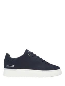 Mallet GRFTR Lite Leather Lace-Up Trainers, Navy, Navy