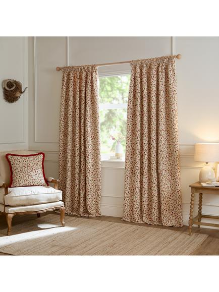 Voyage Cervino Pair Lined Pencil Pleat Curtains, Rednut