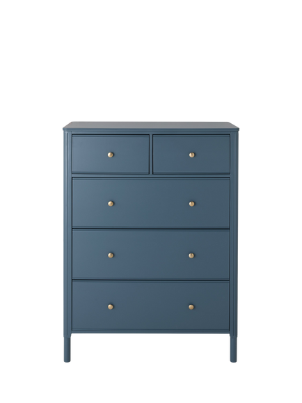 John Lewis Pillar 5 Drawer Chest, Blue - view 2, Blue