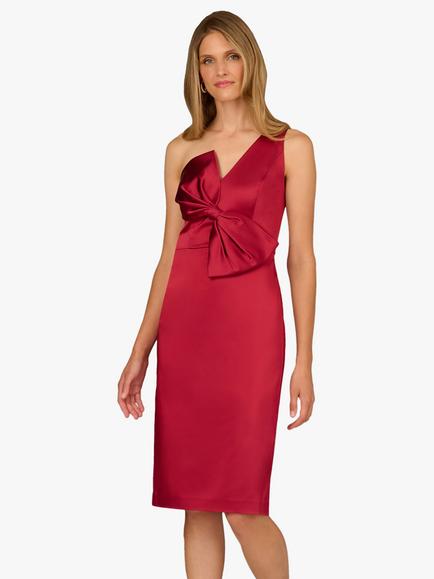 Aidan Mattox By Adrianna Papell Satin One Shoulder Dress, Matador Red, Matador Red