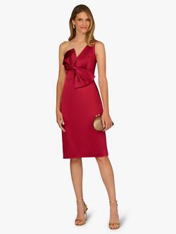 Aidan Mattox By Adrianna Papell Satin One Shoulder Dress, Matador Red - view 2, Matador Red