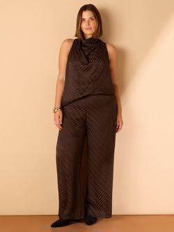 Live Unlimited Curve Jacquard Wide Leg Trousers, Brown, Brown