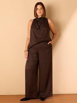Live Unlimited Curve Jacquard Wide Leg Trousers, Brown - view 2, Brown