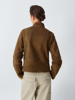 John Lewis x REJINA PYO Suede Biker Jacket, Toffee - view 2, Toffee