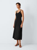 John Lewis x REJINA PYO Textured Satin Button Detail Sleeveless Midi Dress