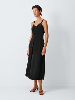 John Lewis x REJINA PYO Textured Satin Button Detail Sleeveless Midi Dress, Black
