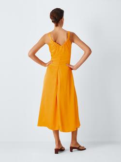 John Lewis x REJINA PYO Textured Satin Button Detail Sleeveless Midi Dress - view 2, Orange