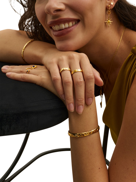 Ottoman Hands Celestial Cuff Bracelet, Gold - view 2, Gold