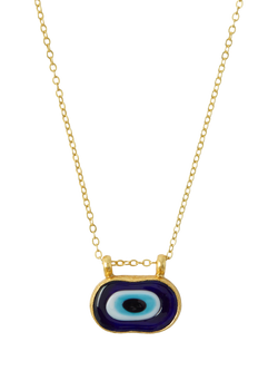 Ottoman Hands Evil Eye Necklace, Gold, Gold