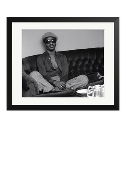 Sonic Editions 'Stevie Wonder Relaxing' Framed Photographic Print, Black/White, Black