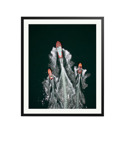 Sonic Editions Riva Speedboats Lake Como Framed Print, Black