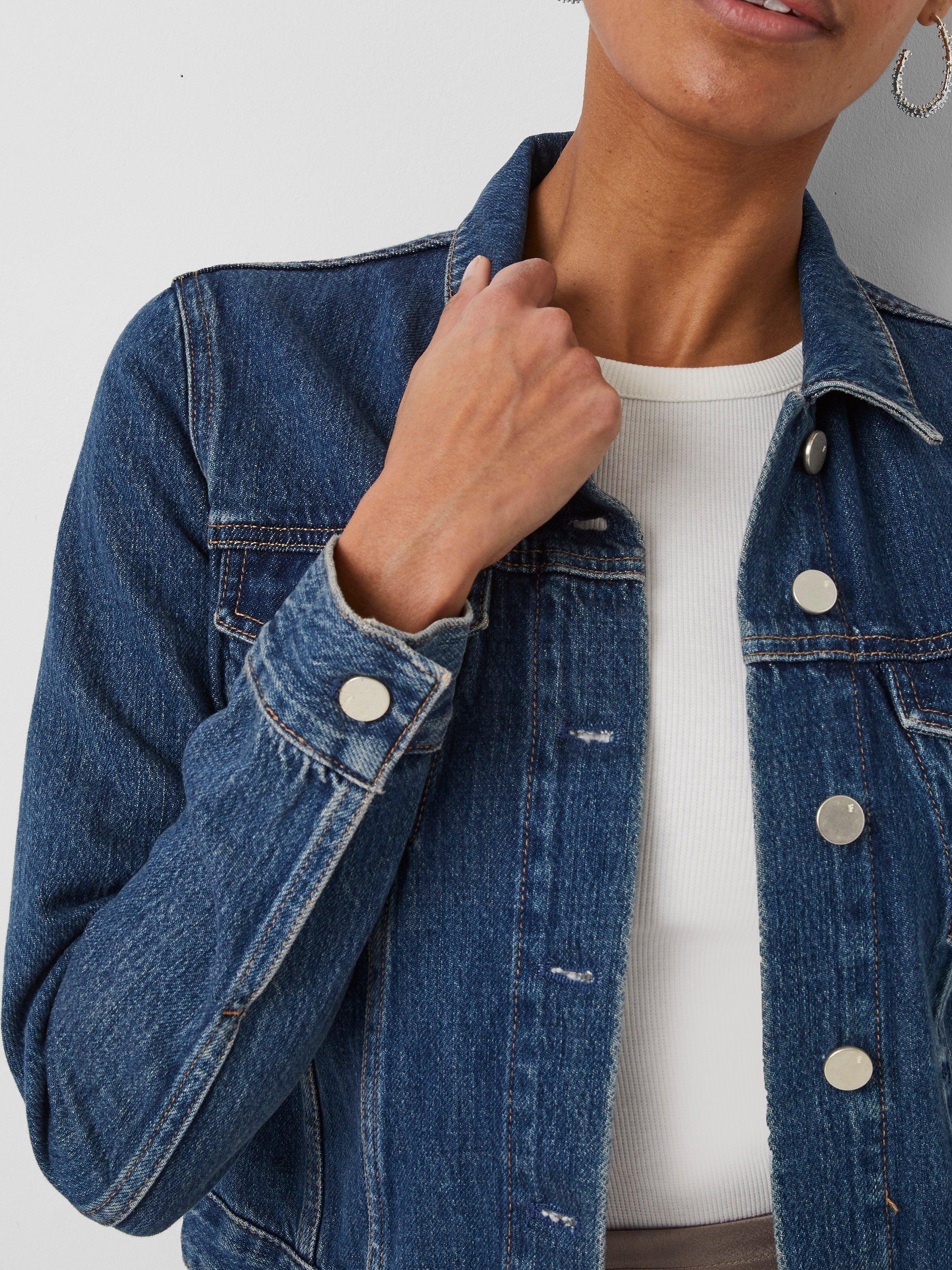 Product image 2 of 5, which shows French Connection Macee Micro Western Denim Jacket, Indigo Wash, 10