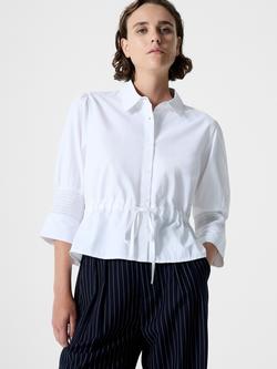 French Connection Era Collar Poplin Cotton Blend Blouse, Linen White