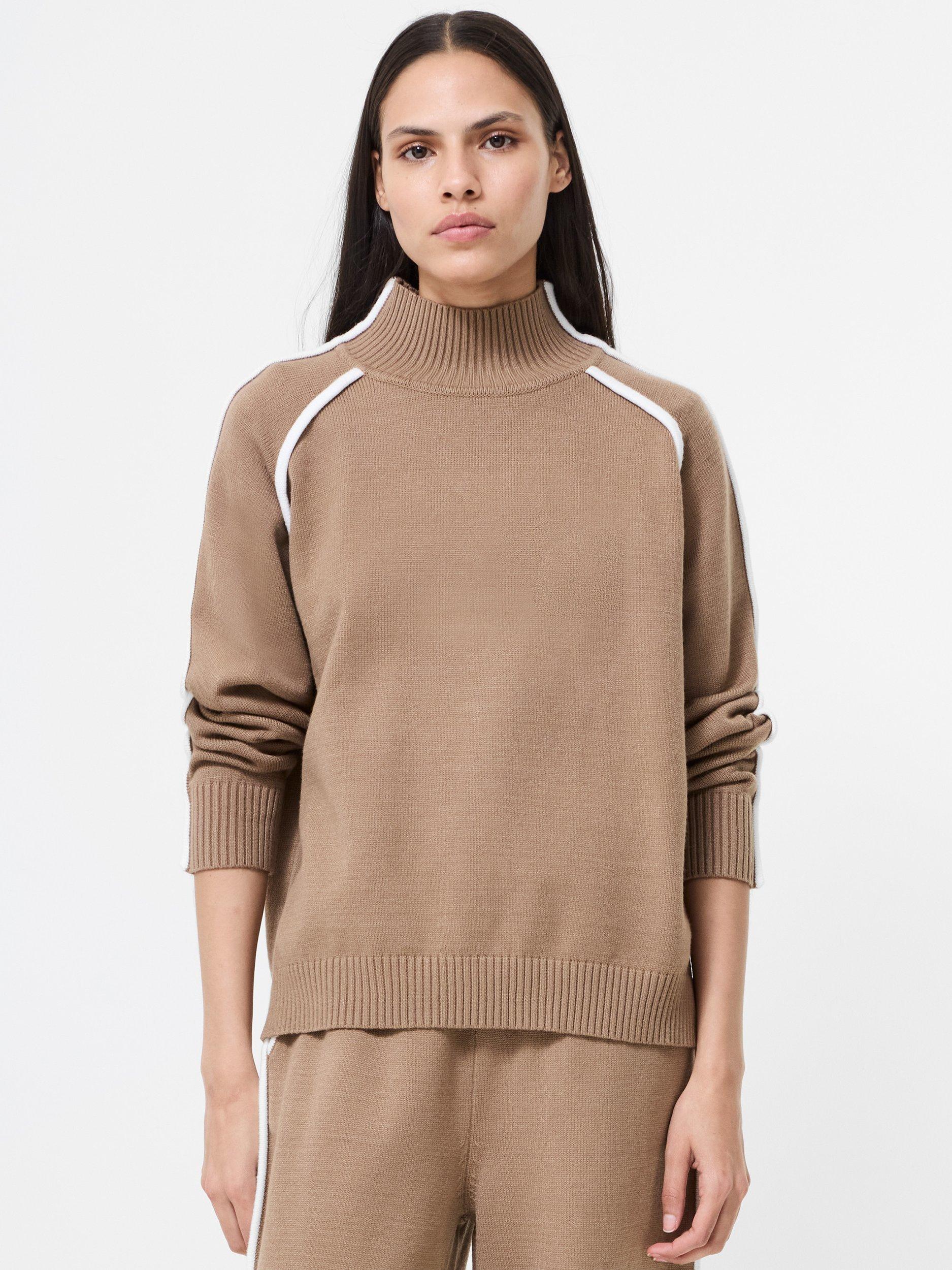 Product image 1 of 6, which shows French Connection Jordan Colour Contrast Jumper, Brown/Multi, XS