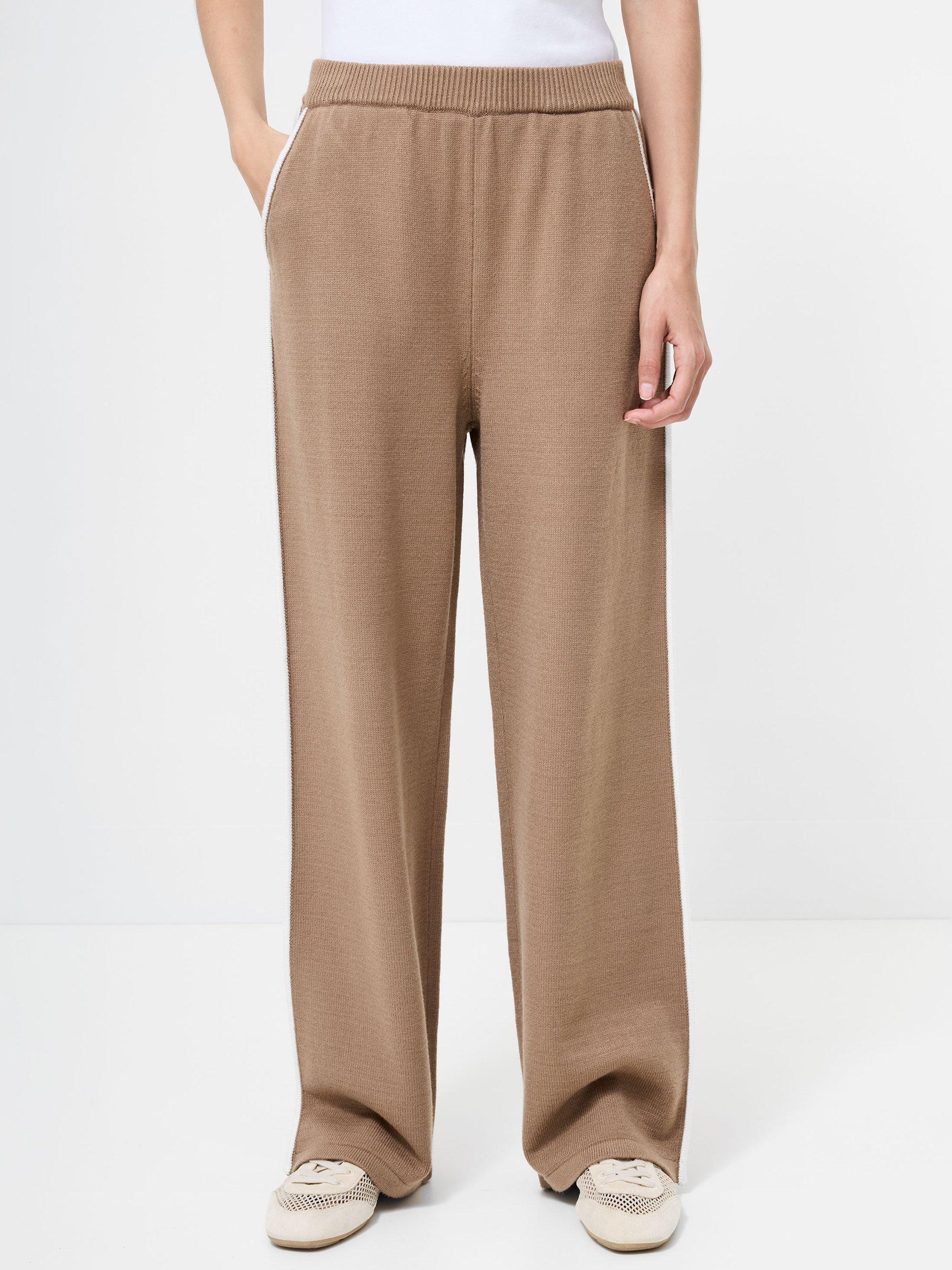 Product image 1 of 5, which shows French Connection Jordan Colour Contrast Trousers, Brown/White, XS