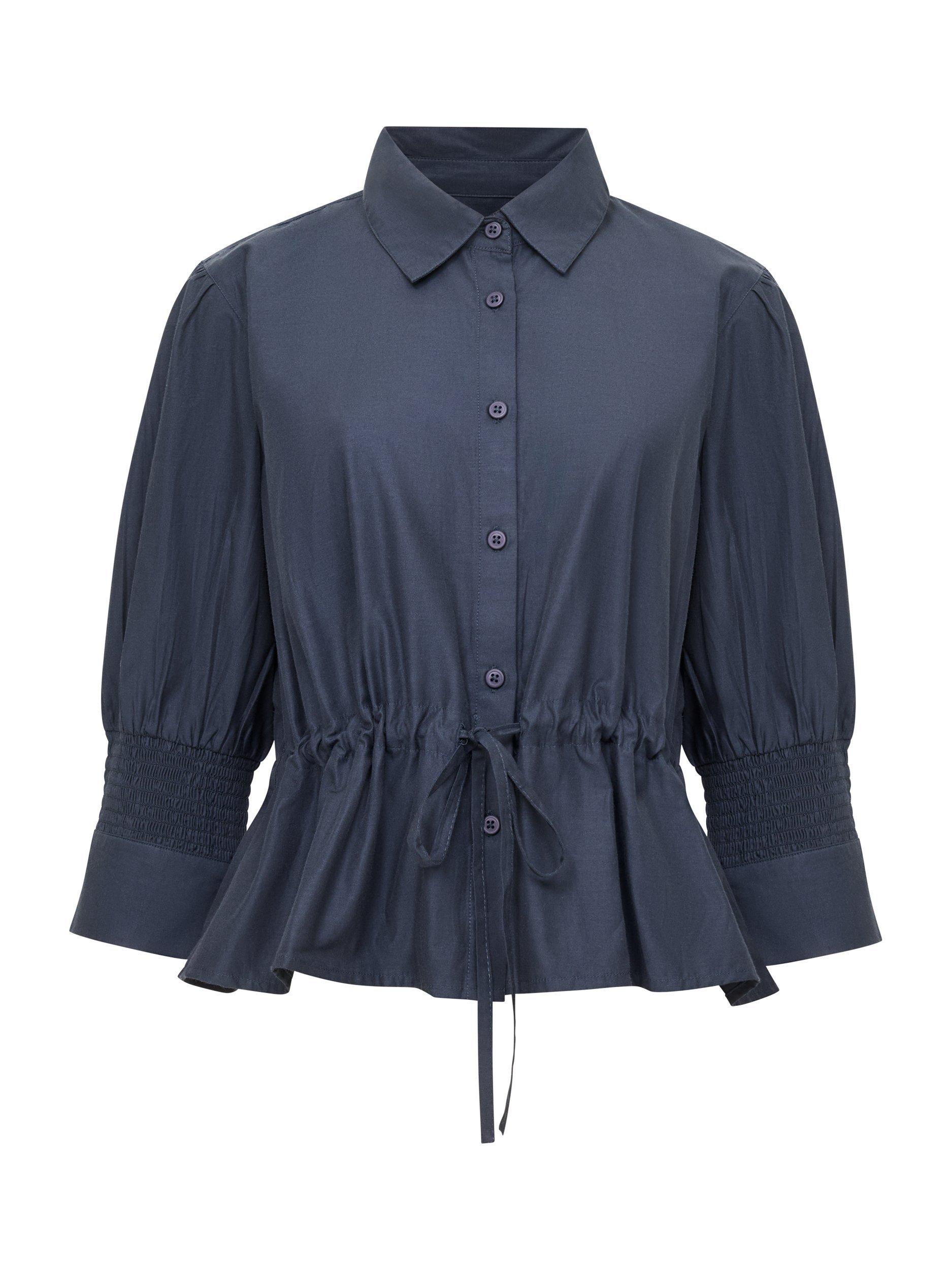 Product image 5 of 5, which shows French Connection Era Collar Poplin Cotton Blend Blouse, Navy, XS