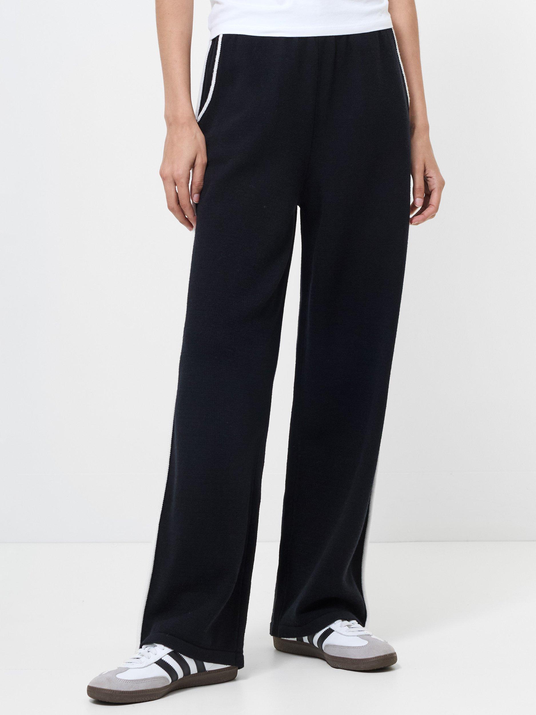 Product image 1 of 5, which shows French Connection Jordan Colour Contrast Trousers, Black/White, XS