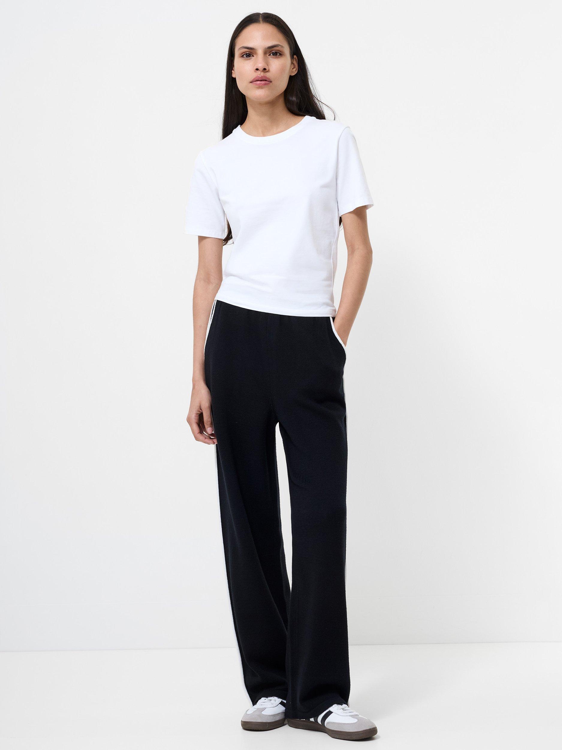 Product image 2 of 5, which shows French Connection Jordan Colour Contrast Trousers, Black/White, XS