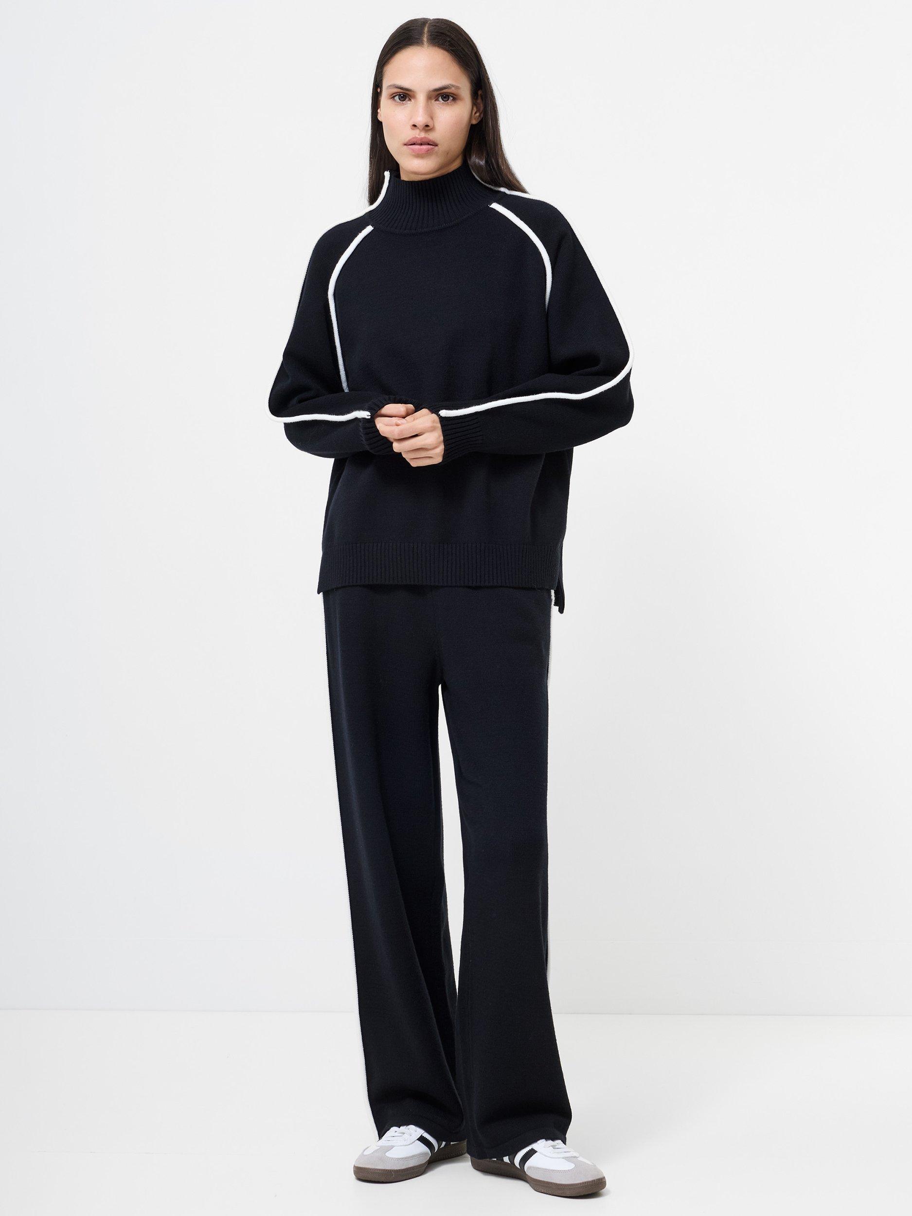 Product image 1 of 4, which shows French Connection Jordan Colour Contrast Jumper, Black/White, XS