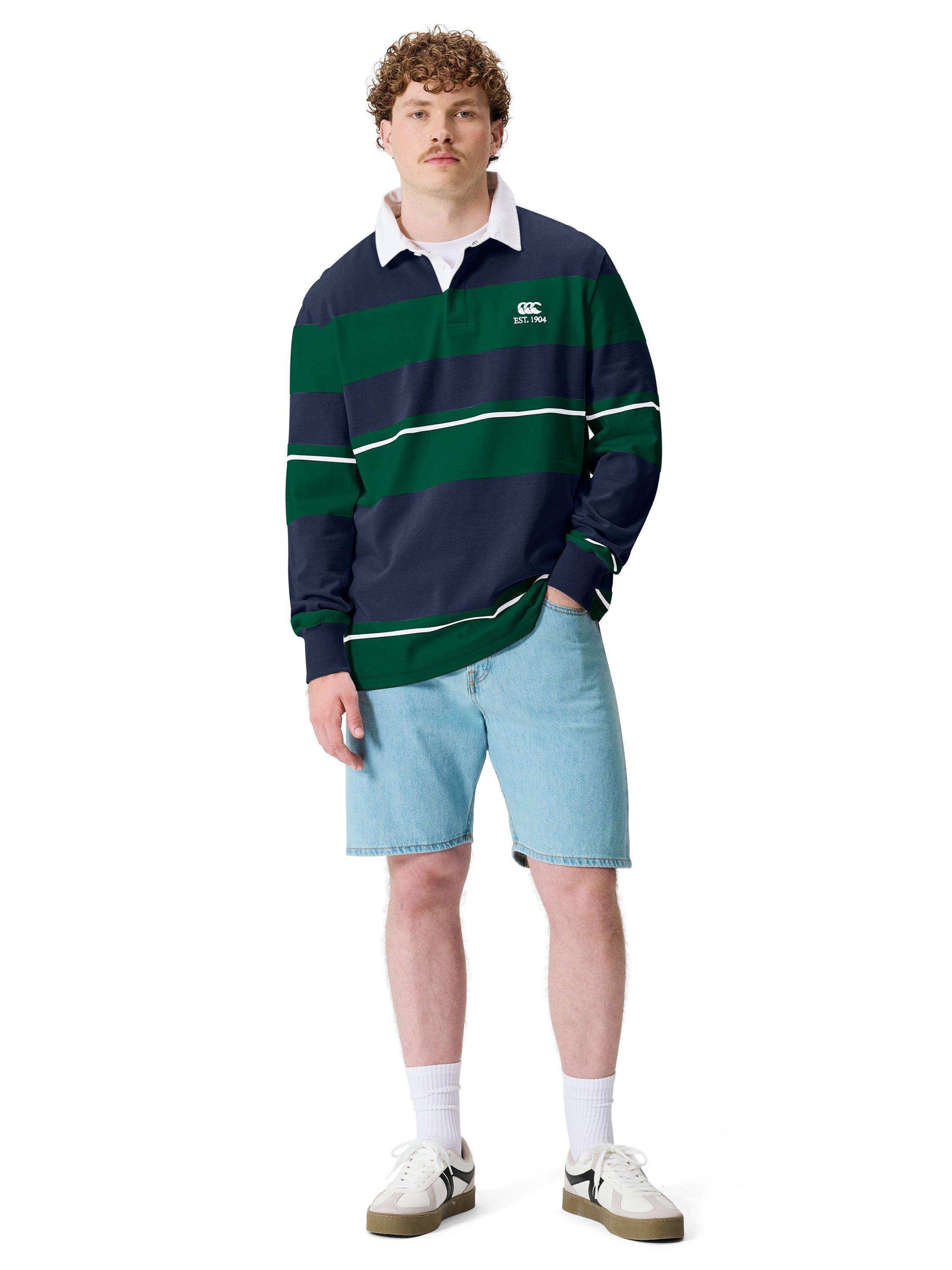 Product image 7 of 7, which shows Canterbury CCC Multi Stripe Rugby Jersey, Green Stripe, S