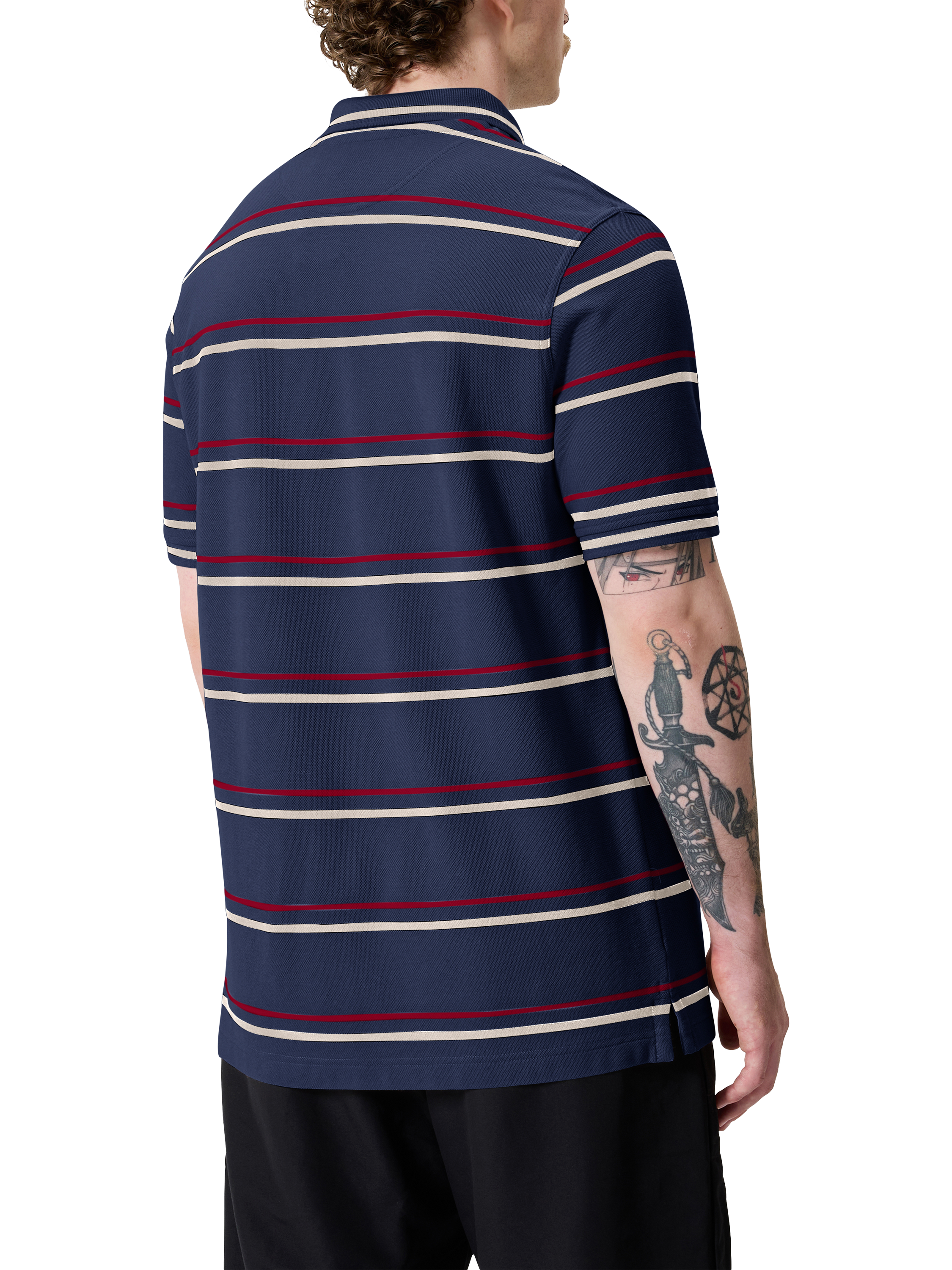 Product image 5 of 7, which shows Canterbury Multi Stripe CCC Polo Shirt, Blue Stripe, S