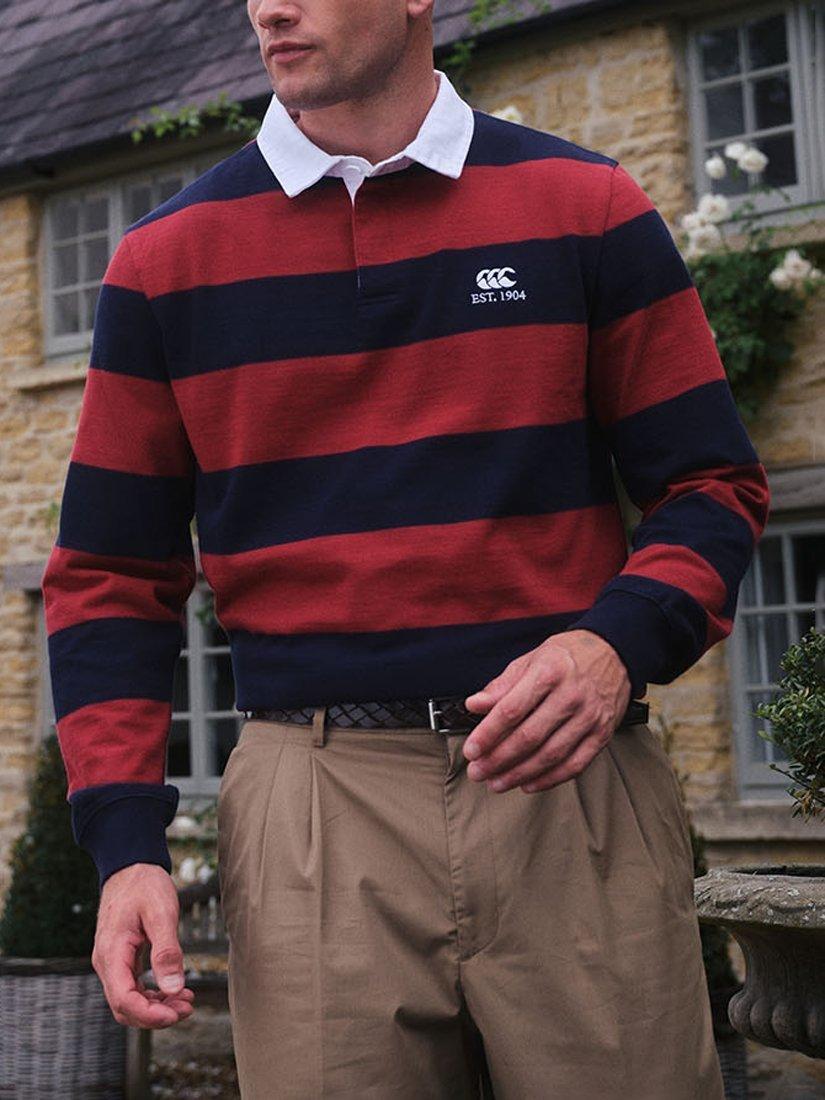 Product image 2 of 8, which shows Canterbury CCC Hoop Rugby Jersey, Red/Blue, S