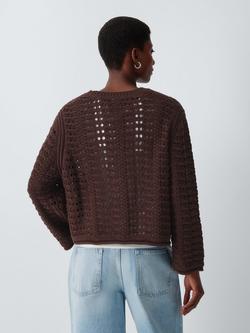 AND/OR Crew Neck Open Stitch Jumper - view 2, Chocolate