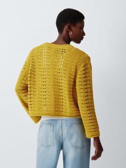 AND/OR Crew Neck Open Stitch Jumper - view 2, Mustard