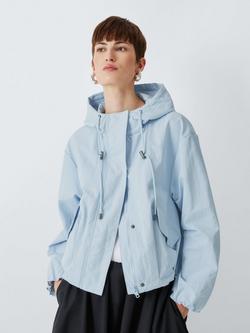 John Lewis Cropped Hooded Tech Jacket, Blue