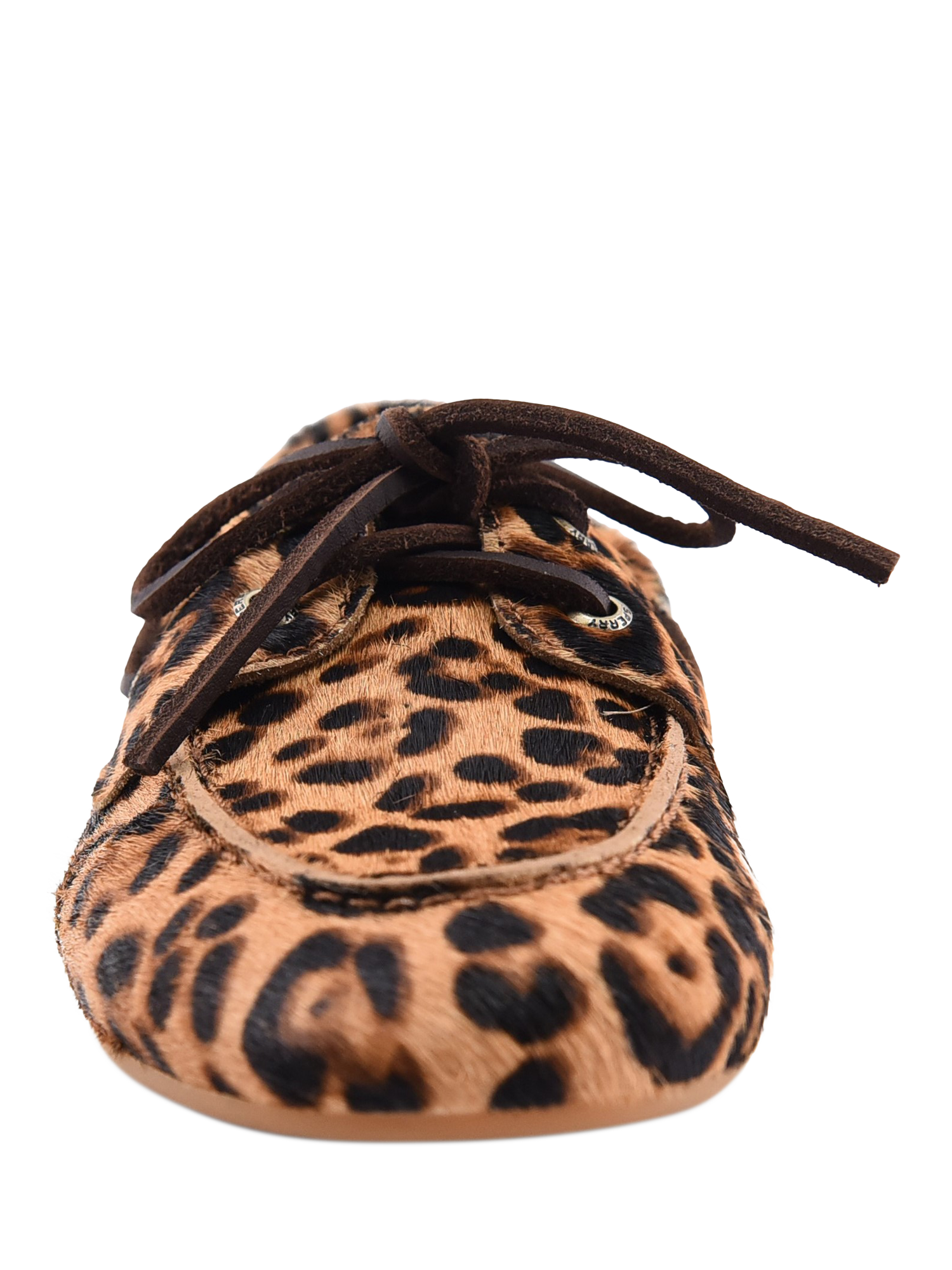 Product image 4 of 6, which shows Sperry Leopard Print Leather Slim Boat Shoes, Tan, 4