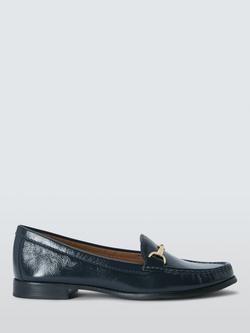 John Lewis Augusta Leather Snaffle Trim Moccasins, Navy, Navy