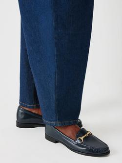 John Lewis Augusta Leather Snaffle Trim Moccasins, Navy - view 2, Navy