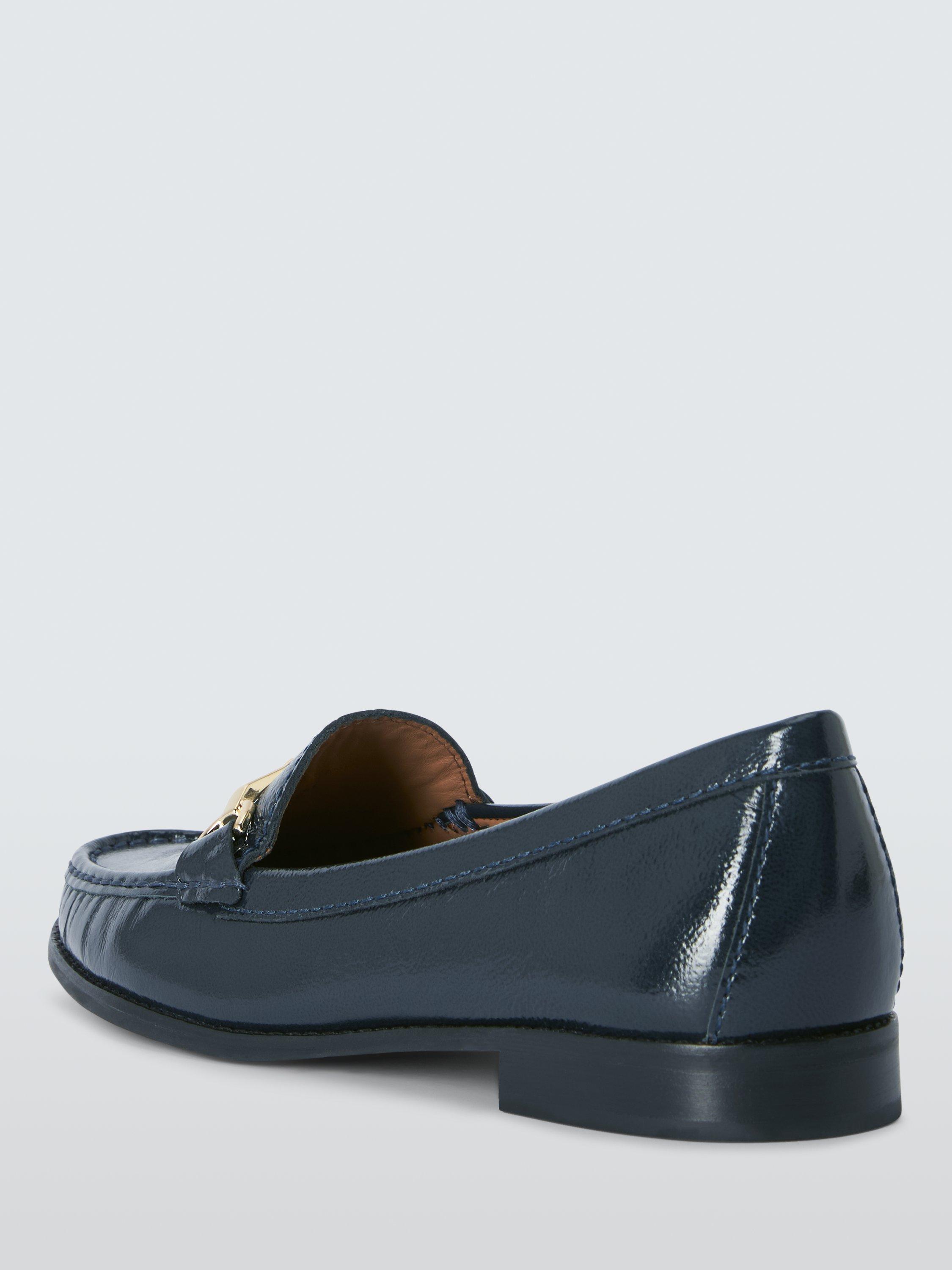 Product image 3 of 5, which shows John Lewis Augusta Leather Snaffle Trim Moccasins, Navy, 3