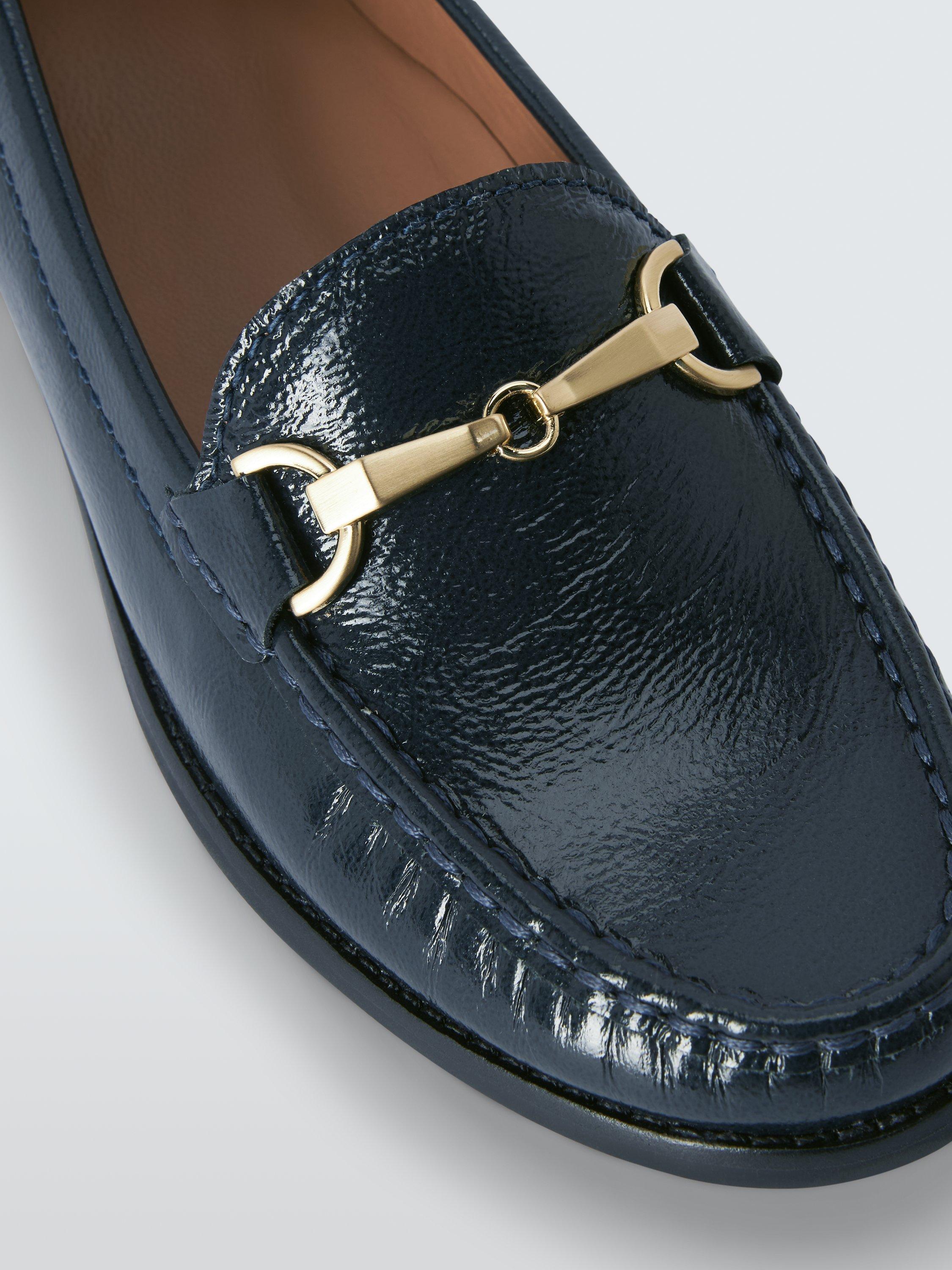 Product image 4 of 5, which shows John Lewis Augusta Leather Snaffle Trim Moccasins, Navy, 3