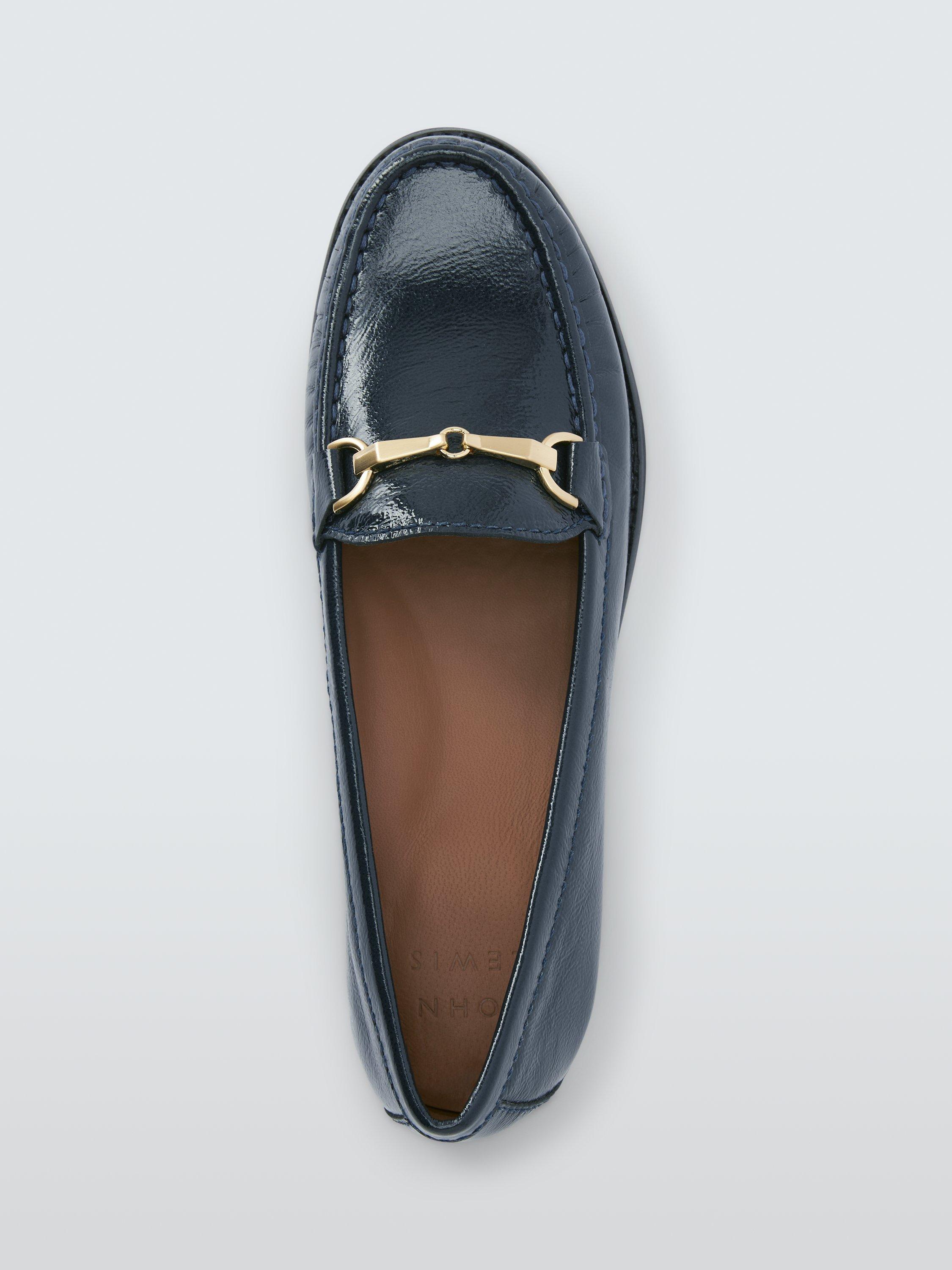 Product image 5 of 5, which shows John Lewis Augusta Leather Snaffle Trim Moccasins, Navy, 3