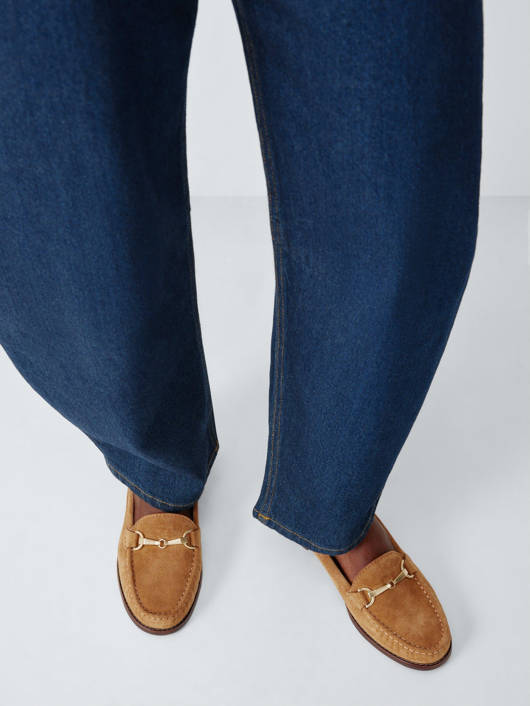 Product image 2 of 5, which shows John Lewis Augusta Suede Snaffle Trim Moccasins, Tan, 3