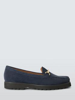 John Lewis Orlie Suede Snaffle Trim Flatform Moccasins, Navy, Navy