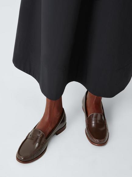 John Lewis Pennie Leather Loafers, Chocolate - view 2, Chocolate
