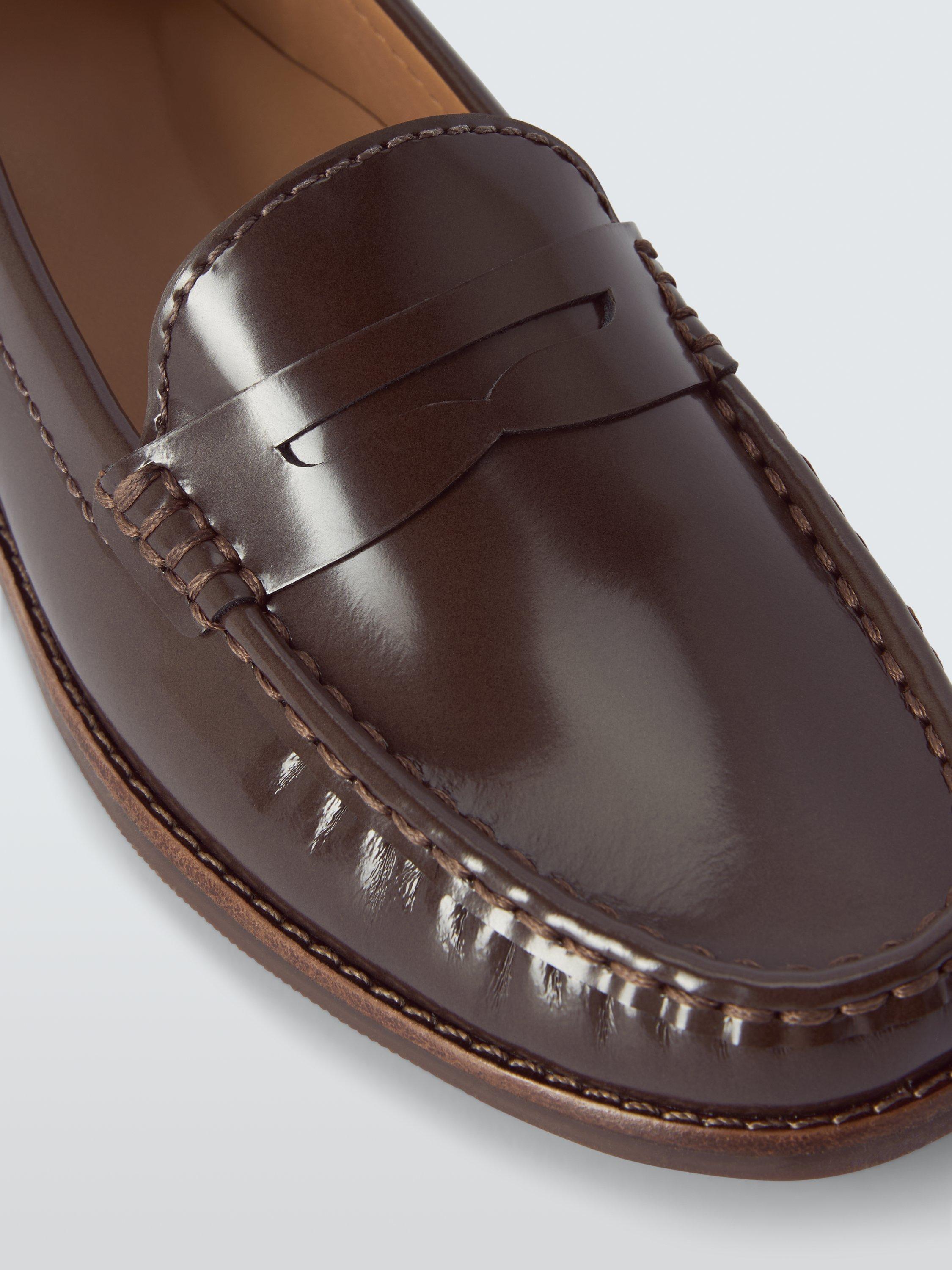 Product image 4 of 5, which shows John Lewis Pennie Leather Loafers, Chocolate, 3