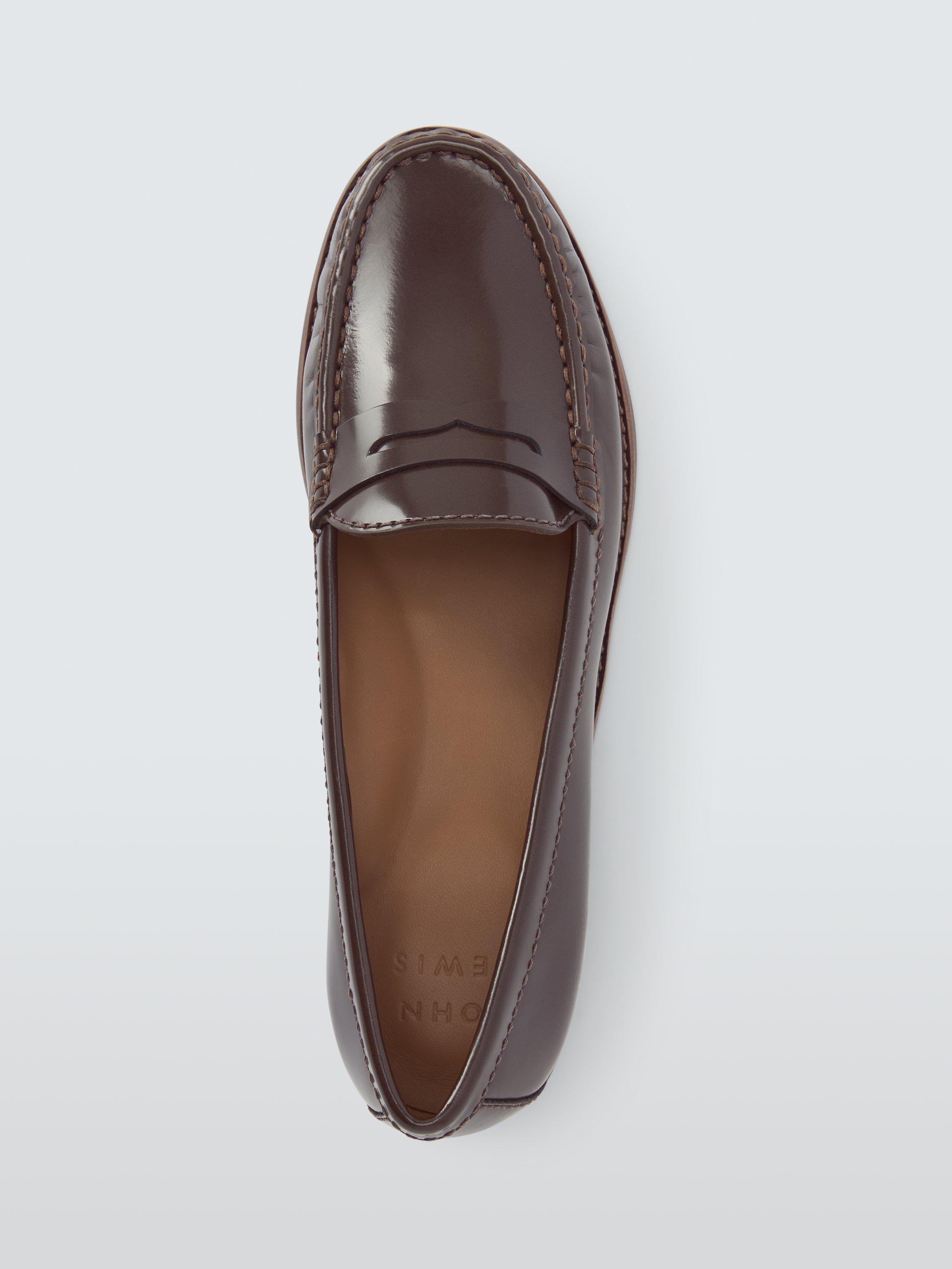 Product image 5 of 5, which shows John Lewis Pennie Leather Loafers, Chocolate, 3