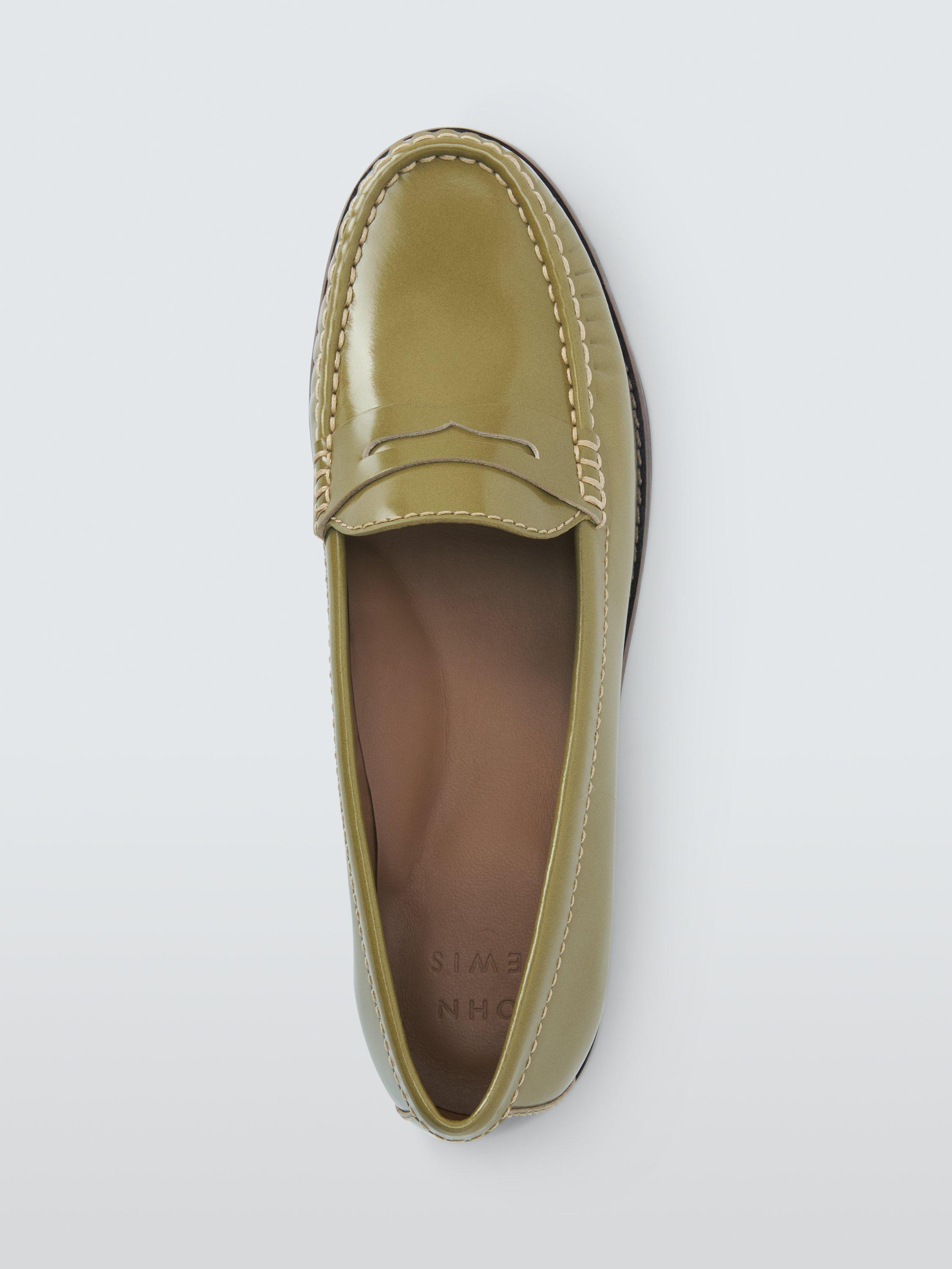 Product image 5 of 5, which shows John Lewis Pennie Leather Loafers, Avocado, 3