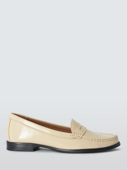 John Lewis Pennie Patent Leather Loafers, Off White, Off White