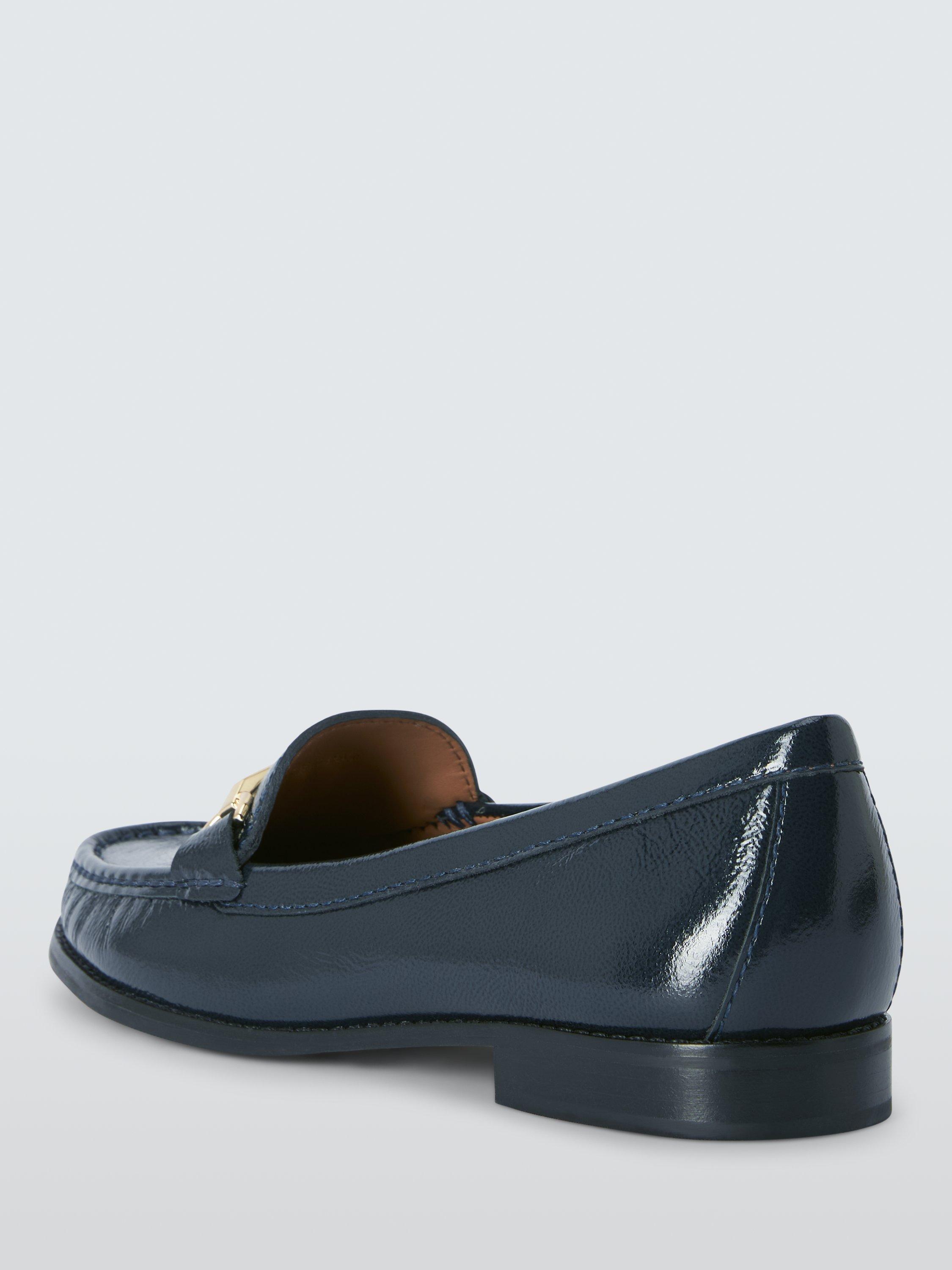 Product image 3 of 5, which shows John Lewis Augusta Wide Fit Leather Snaffle Trim Moccasins, Navy, 3